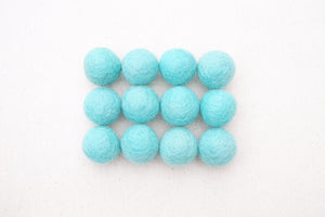 Aqua Wool Felt Balls - 10mm, 20mm, 25mm