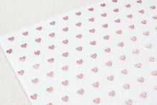 Load image into Gallery viewer, Mini Metallic Rose Gold Hearts on White Felt