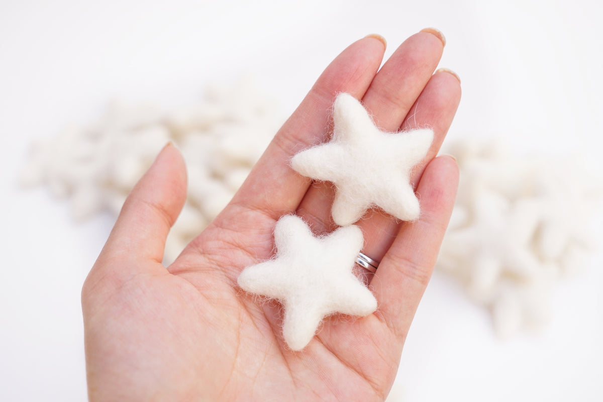 White Felt Stars Canadian Felt Shop
