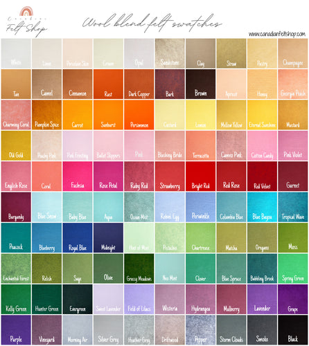digital wool blend felt swatches