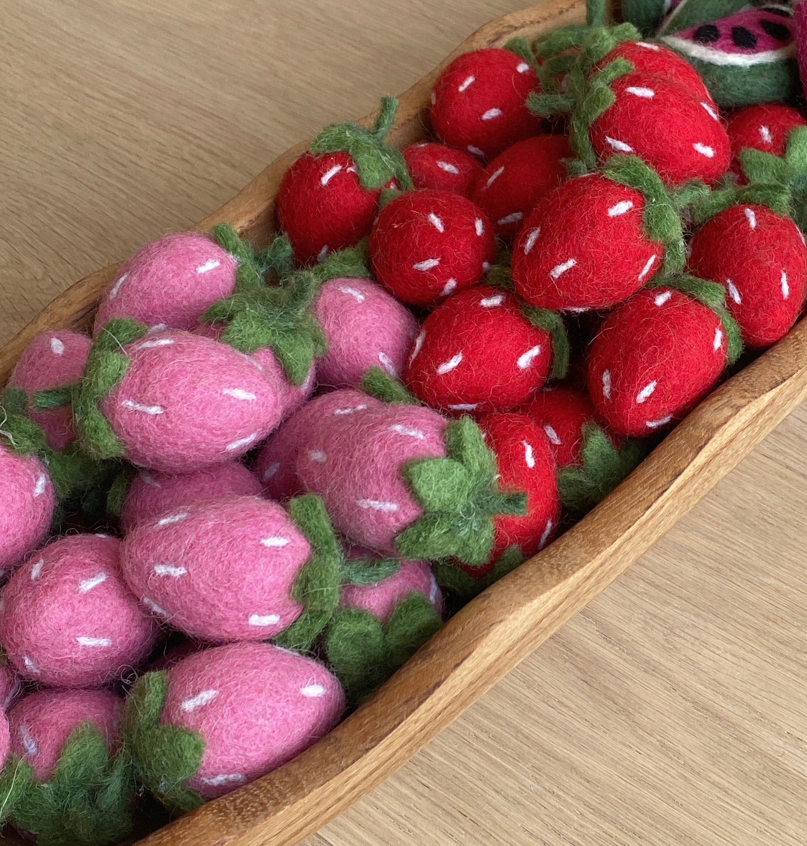 Felt Strawberries (large) - Pink