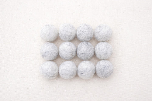 Heather White Wool Felt Balls - 10mm, 20mm, 25mm