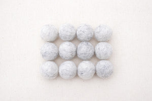 Heather White Wool Felt Balls - 10mm, 20mm, 25mm