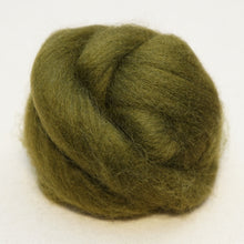 Load image into Gallery viewer, Olive green Corriedale Wool Roving