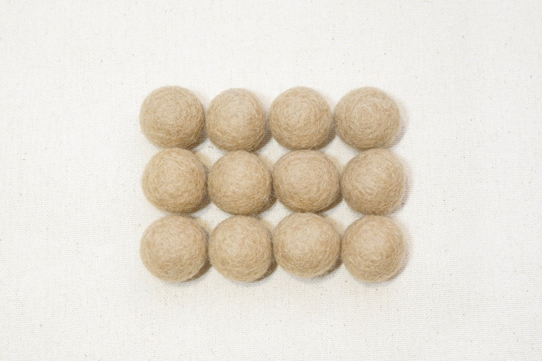 Almond Wool Felt Balls - 10mm, 20mm, 25mm