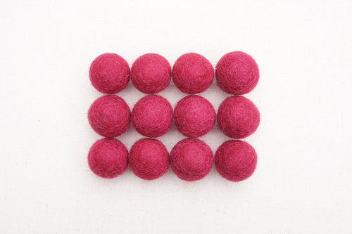 Maroon Wool Felt Balls - 10mm, 15mm, 20mm, 25mm