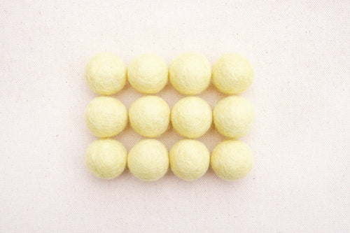 Light Yellow Wool Felt Balls - 10mm, 20mm, 25mm