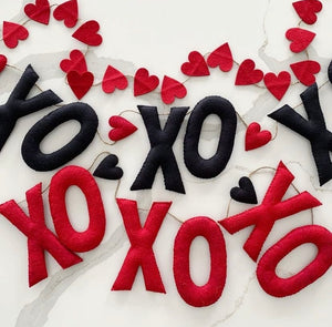 felt XO and heart garlands