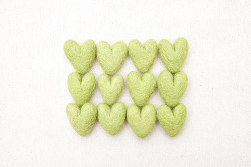Green felt hearts