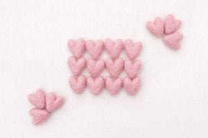 mini tiny pink felt hearts, needle felted hearts