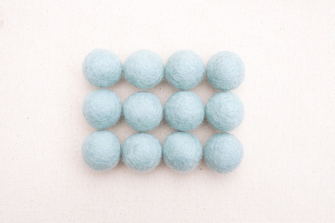 Baby Blue Wool Felt Balls - 10mm, 25mm (Discontinued - 50% discount applied at checkout)