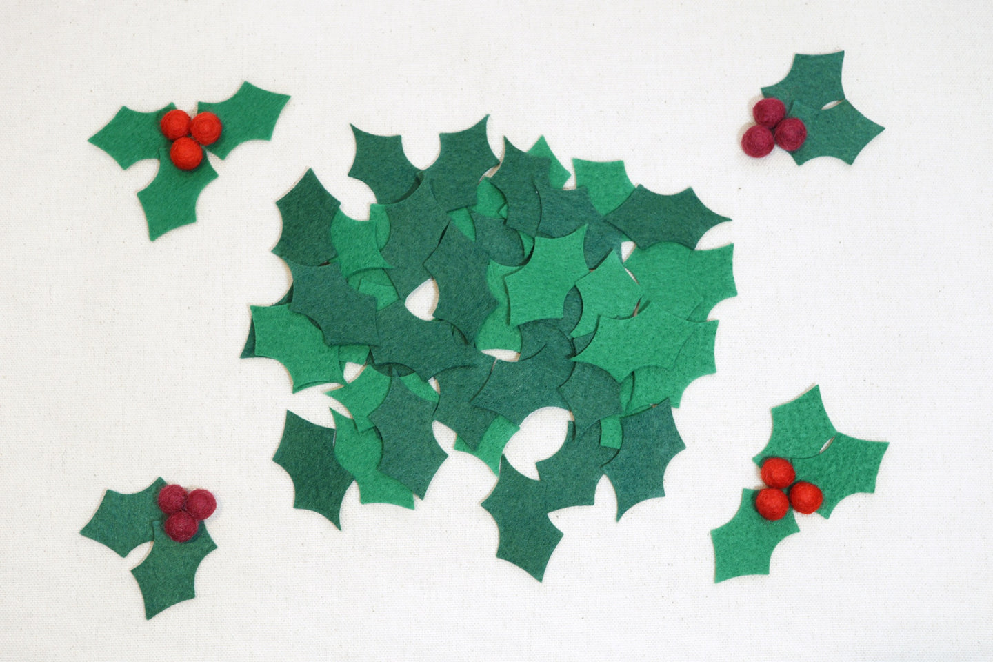 felt holly leaf die cuts