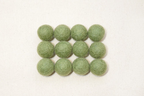 Olive Wool Felt Balls - 10mm, 20mm, 25mm