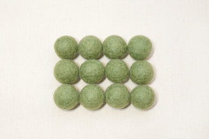 Olive Wool Felt Balls - 10mm, 20mm, 25mm