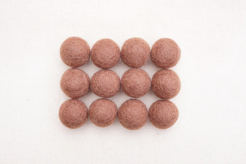 Brown Wool Felt Balls - 10mm, 20mm, 25mm