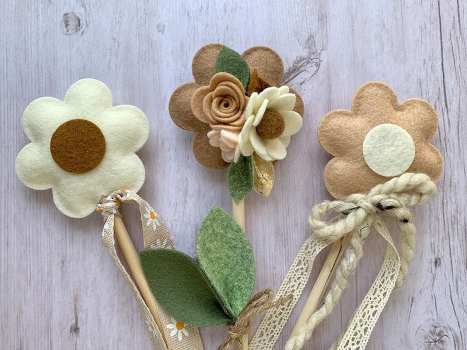 felt crafts flower wands