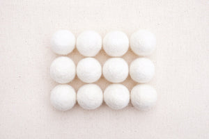 White Wool Felt Balls - 10mm, 15mm, 20mm, 25mm