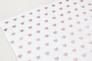 Mini Metallic Rose Gold Hearts on White Felt