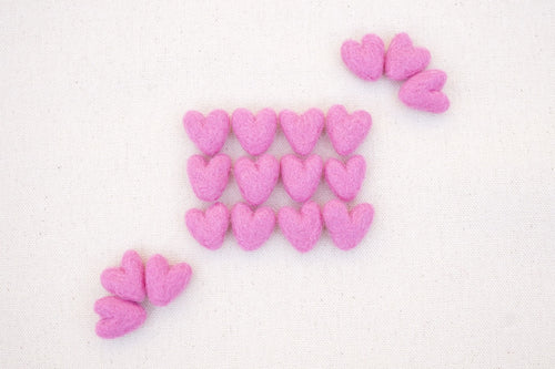 Bubblegum Pink Mini Felt Hearts