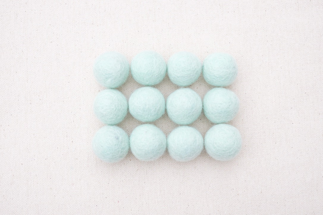 Mint Wool Felt Balls - 10mm, 20mm, 25mm