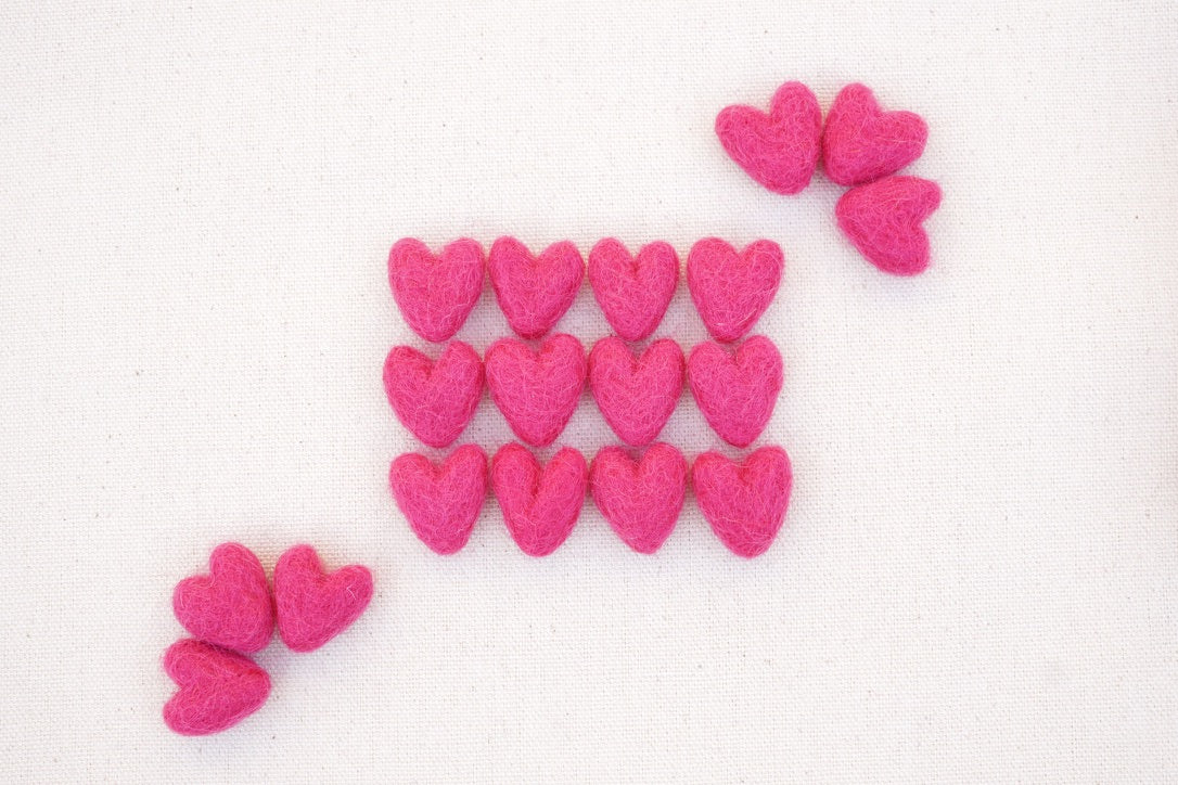 Wild Rose Mini Felt Hearts