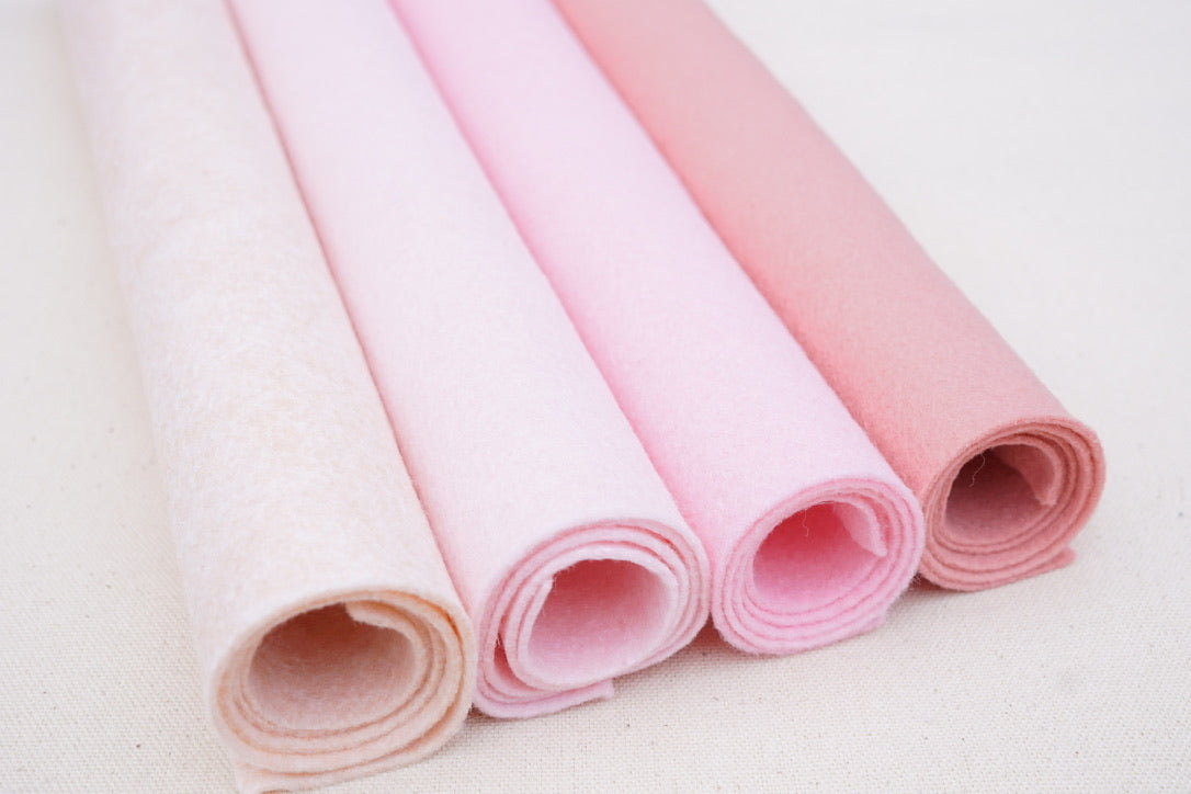 peachy pink, ballet slippers, pink, blushing bride wool blend felt