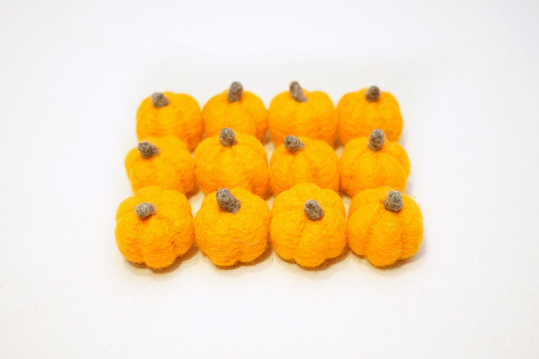 needle felted pumpkin orange
