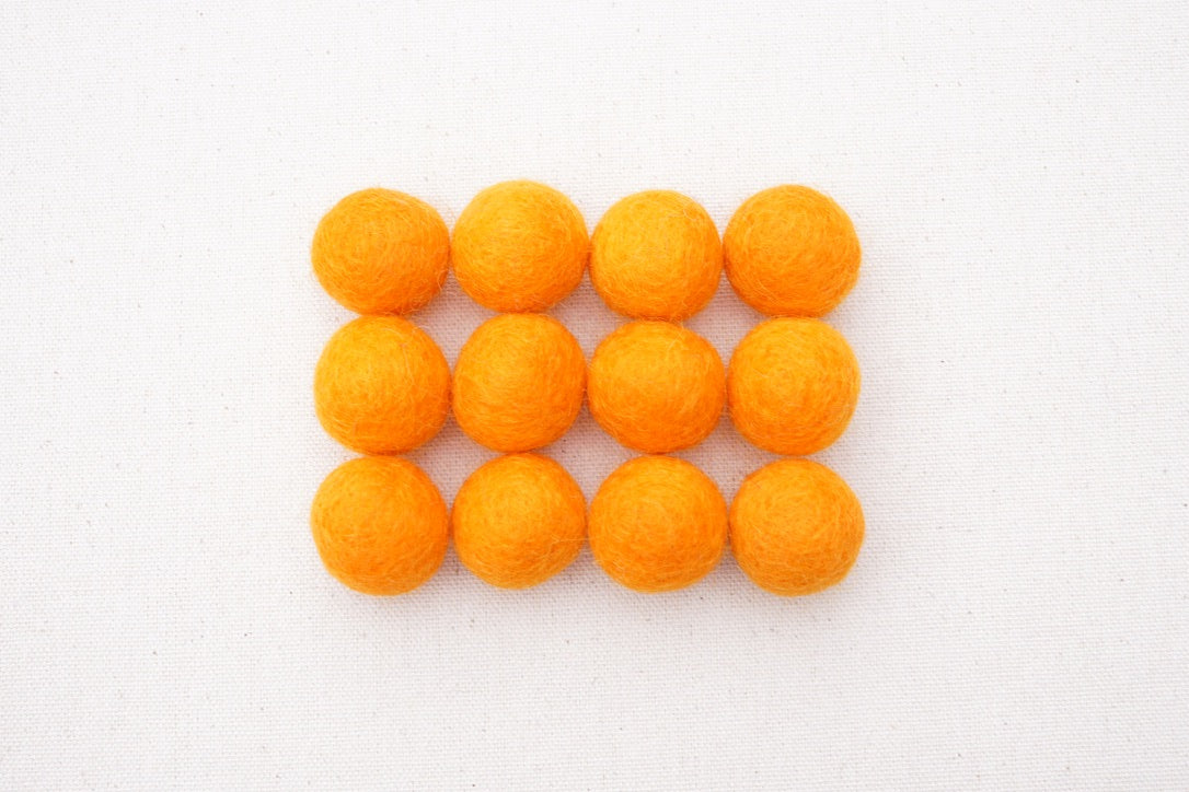 Pumpkin Wool Felt Balls - 10mm, 20mm, 25mm