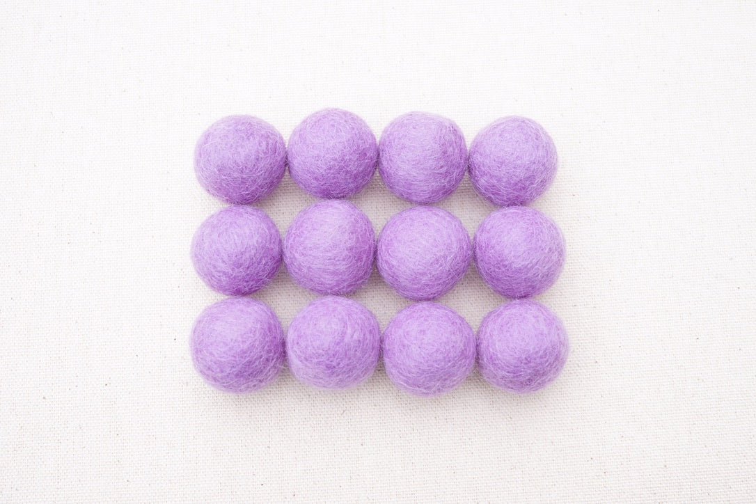 Lavender Wool Felt Balls - 10mm, 20mm, 25mm