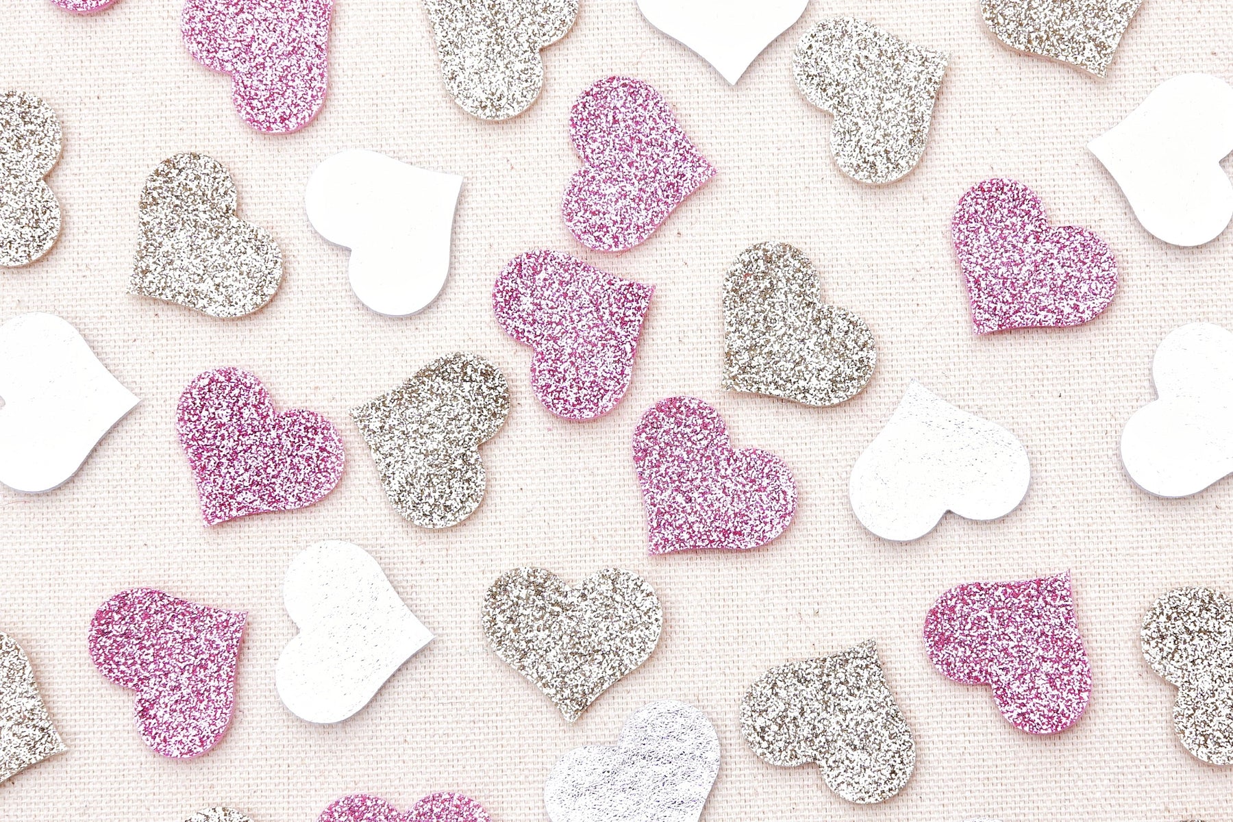 glitter and metallic felt hearts