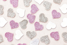 Load image into Gallery viewer, glitter and metallic felt hearts