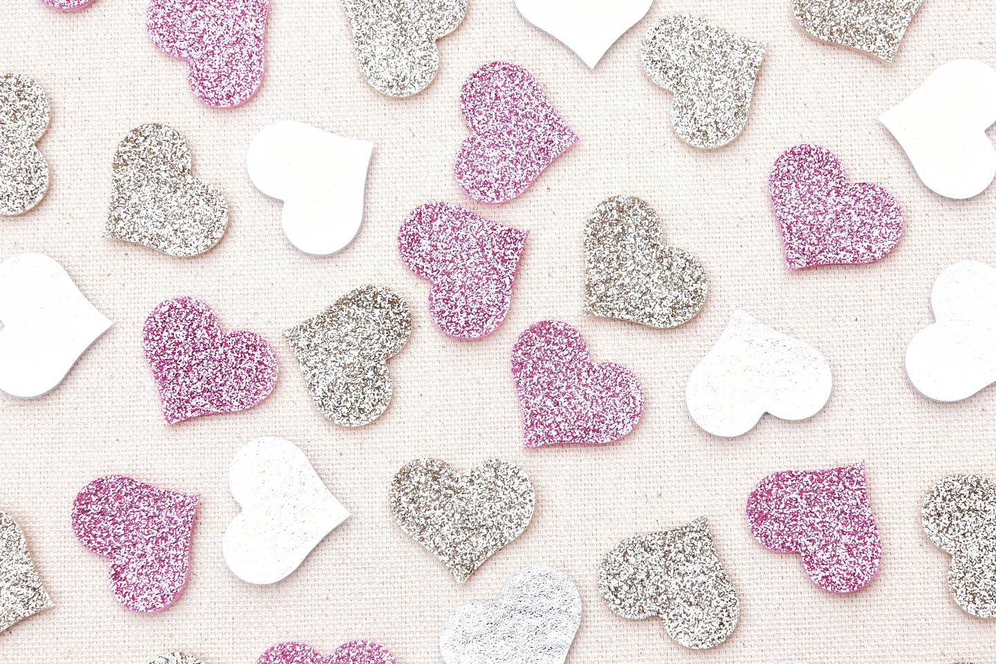glitter and metallic felt hearts
