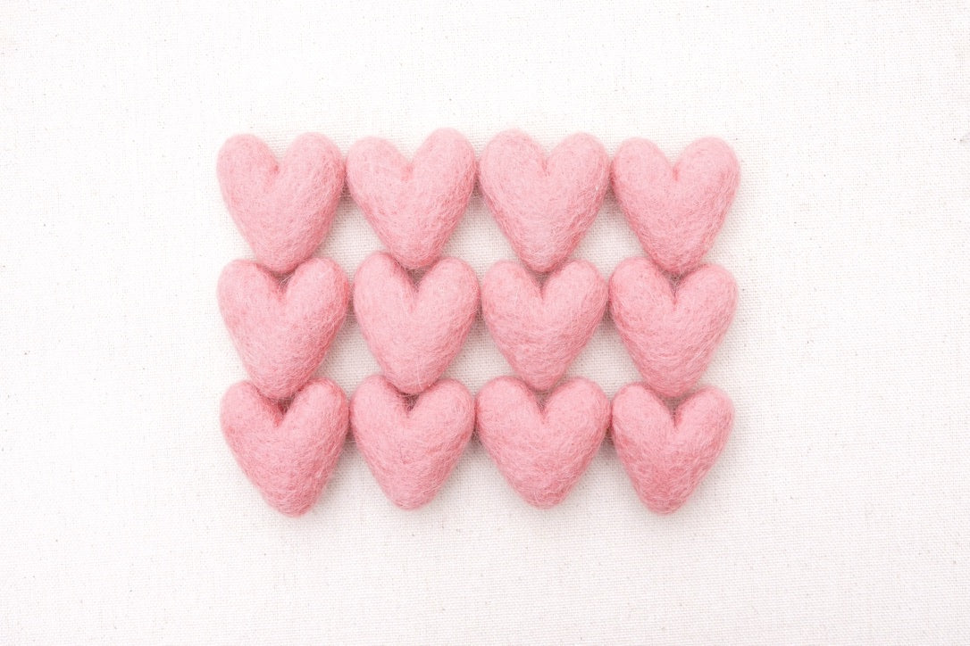 dusty pink felt hearts