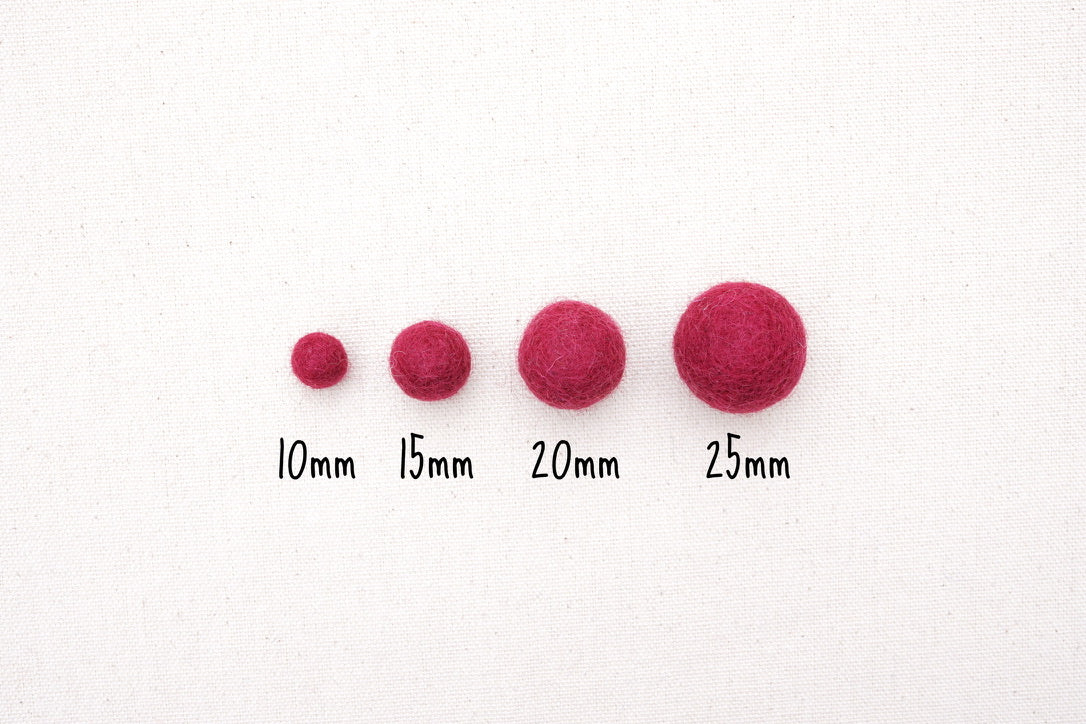 Light Olive Wool Felt Balls - 10mm, 20mm, 25mm