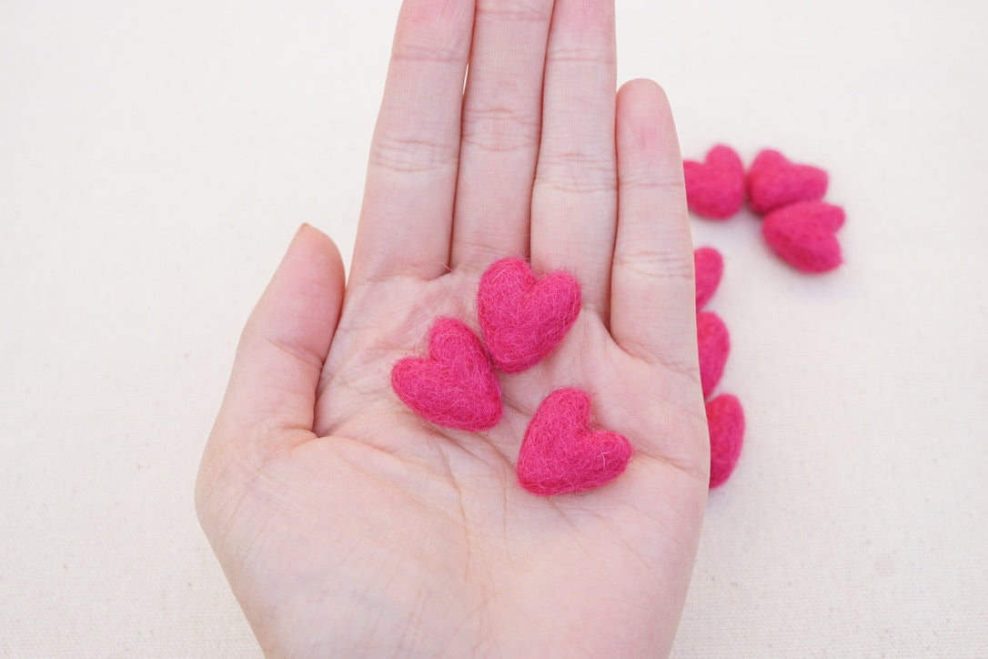 Wild Rose Mini Felt Hearts