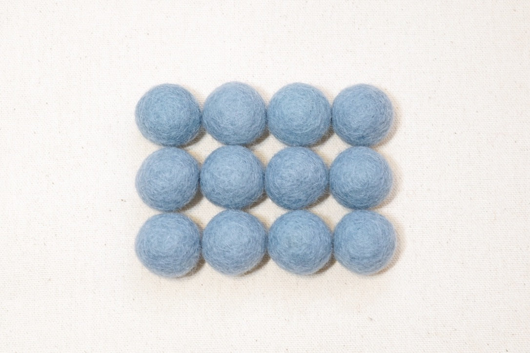 Sailor Blue Wool Felt Balls - 10mm, 20mm, 25mm