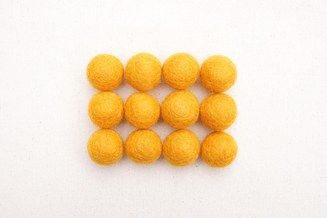 Marigold Wool Felt Balls - 10mm, 20mm, 25mm