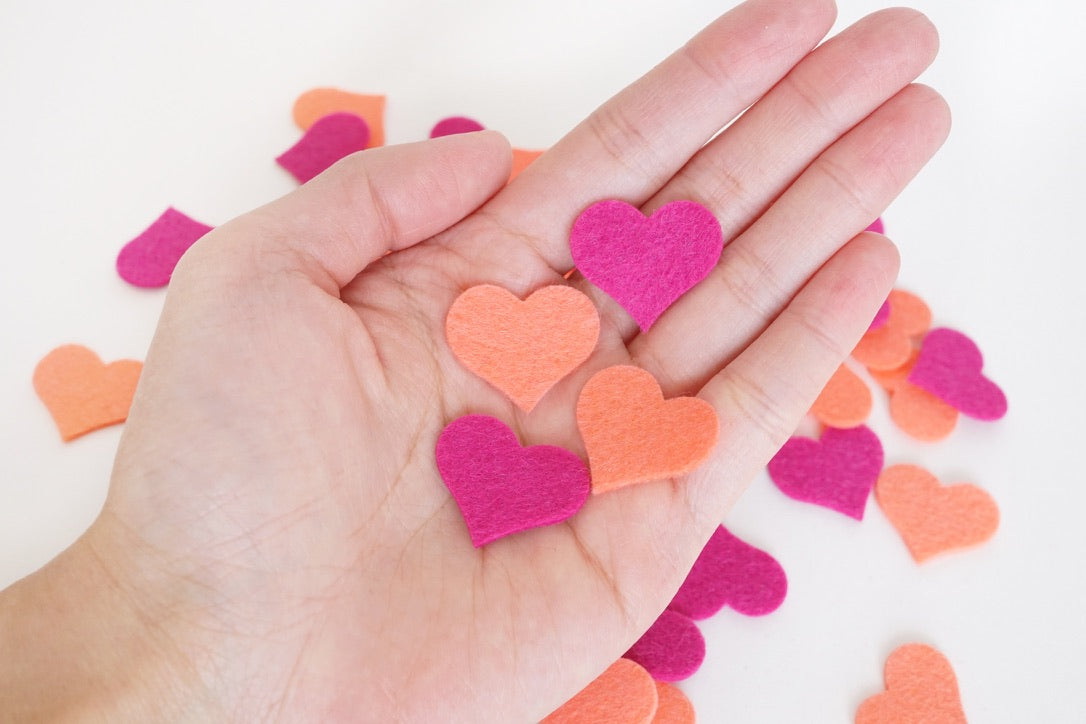 tiny mini felt hearts