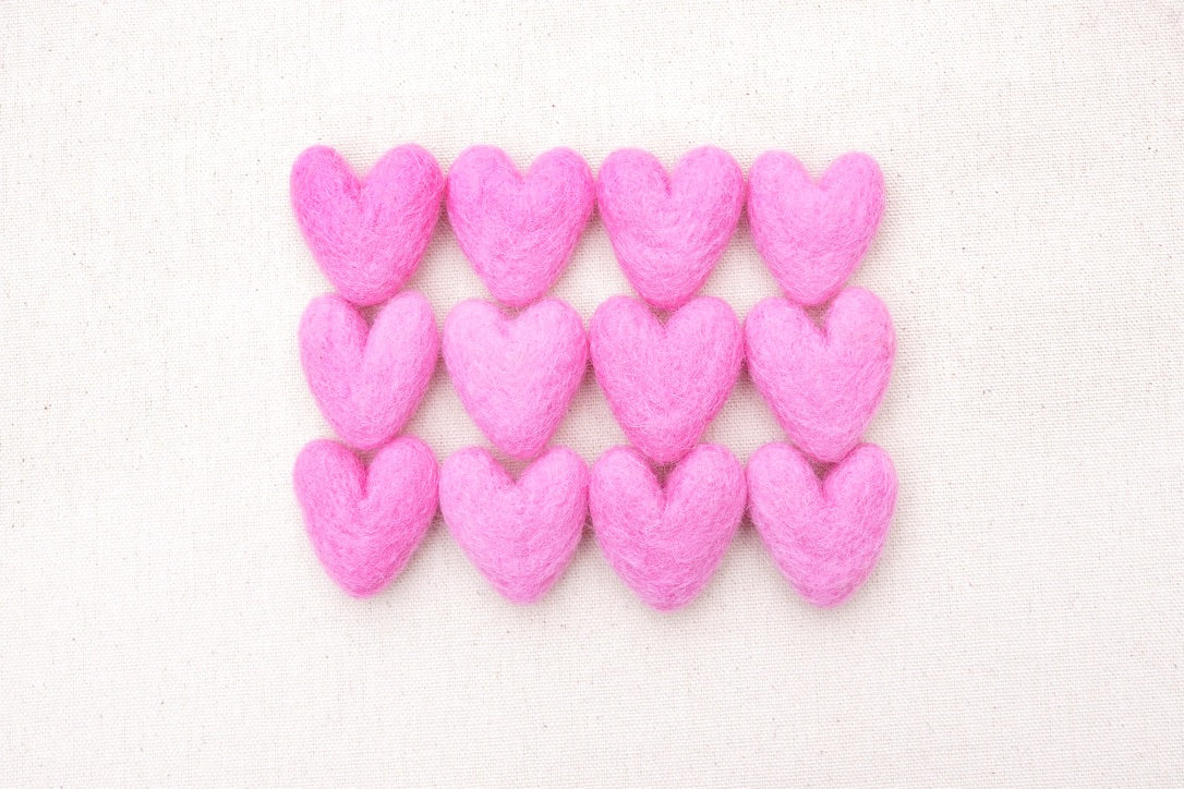 bubble gum pink felt hearts