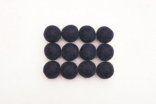 Black Wool Felt Balls - 10mm, 20mm, 25mm