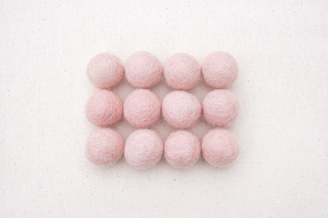 Barely Pink Wool Felt Balls - 10mm, 20mm, 25mm