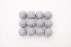 Grey Wool Felt Balls - 10mm, 20mm, 25mm