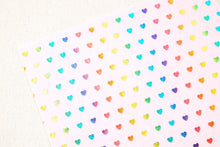 Load image into Gallery viewer, Mini Metallic Rainbow Hearts on Barely Pink Felt