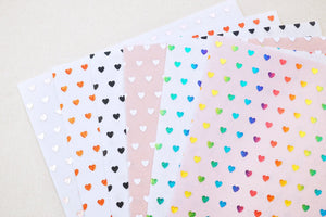 Mini Metallic Black Hearts on White Felt