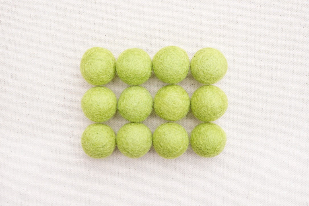 Lime Wool Felt Balls - 10mm, 20mm, 25mm