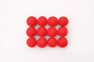 Red Wool Felt Balls - 10mm, 15mm, 20mm, 25mm