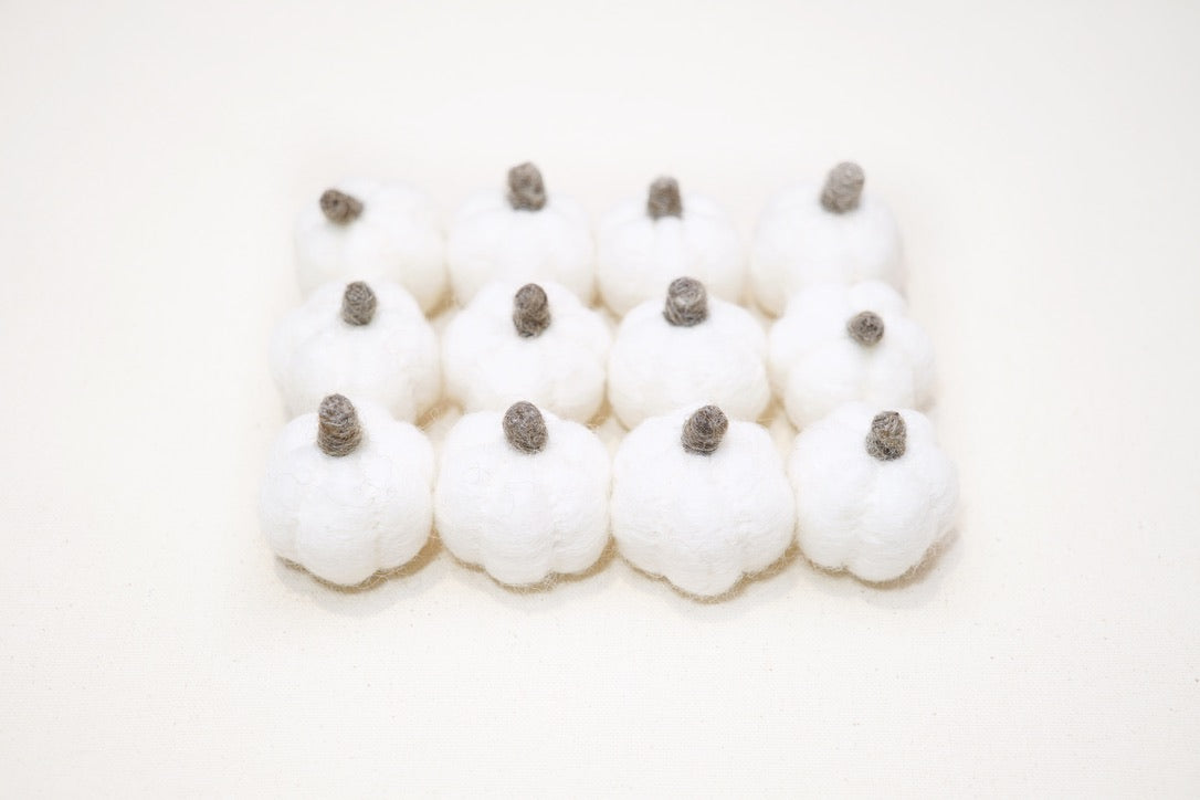 Felt Pumpkins - White