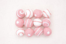 Load image into Gallery viewer, Swirl Felt Balls 25mm -White with dusty pink swirl
