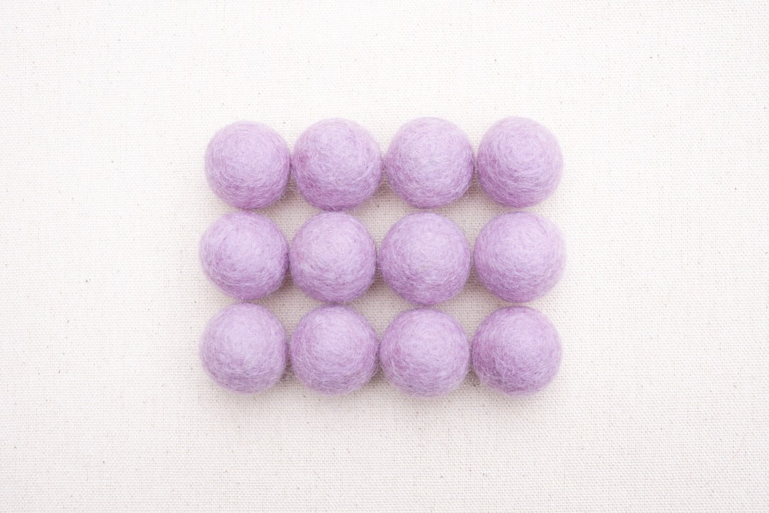 Lilac Wool Felt Balls - 10mm, 20mm, 25mm