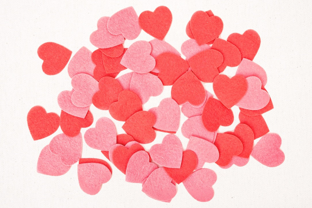 small felt hearts